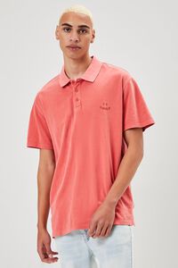 RED Embroidered Smile Polo Shirt, image 1