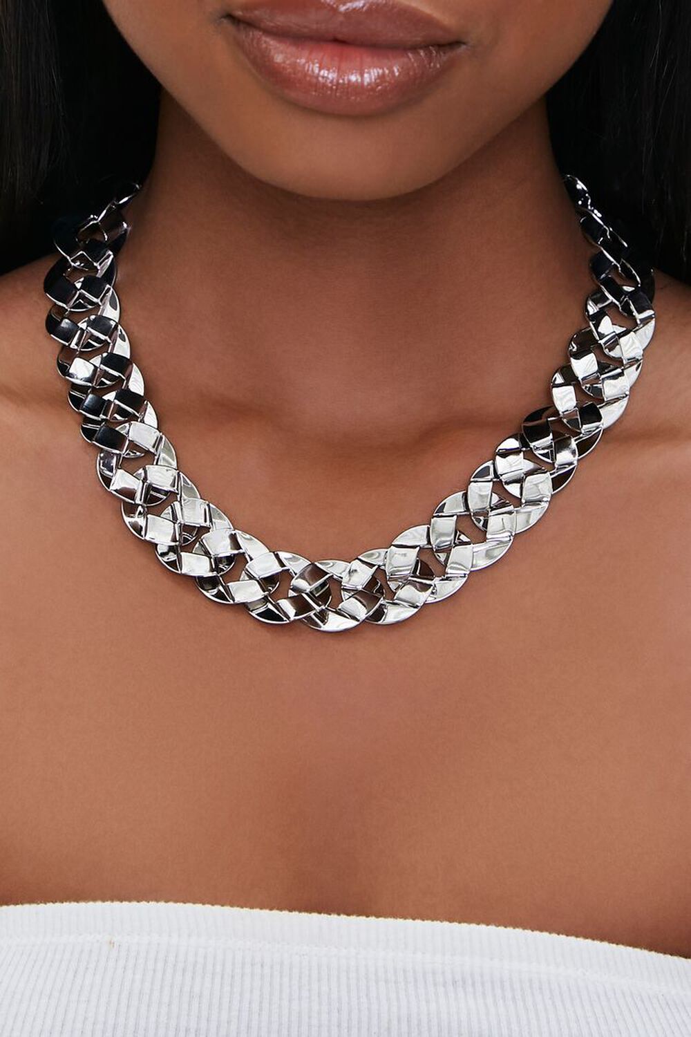 SILVER Chunky Linked Chain Necklace, image 1