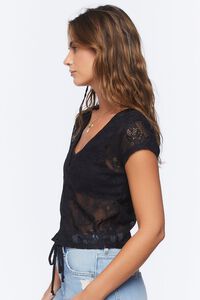 BLACK Sheer Netted Tie-Front Top, image 2