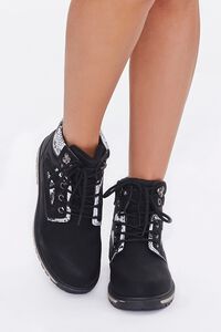 BLACK Faux Suede & Snakeskin Ankle Boots, image 4