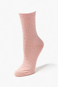 Speckled Cable Knit Crew Socks, image 1