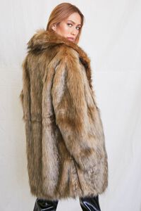 BROWN/MULTI Faux Fur Longline Coat, image 3