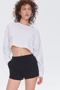 BLACK Seamed French Terry Shorts, image 1