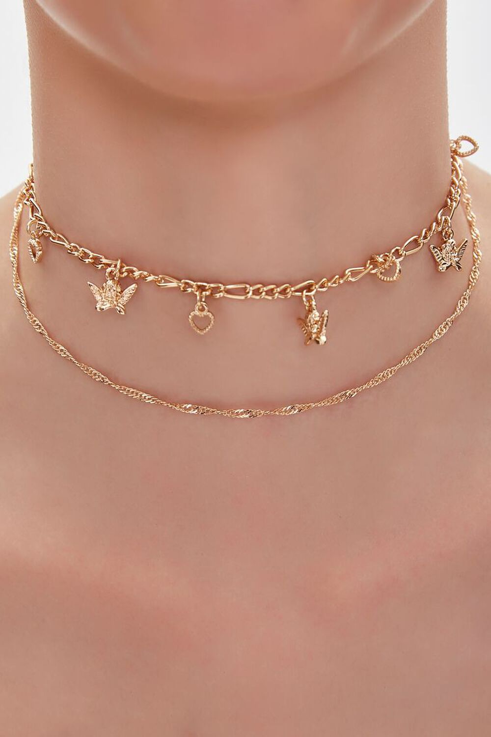 GOLD Cherub Charm Chain Choker Necklace, image 1