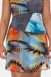 BLUE/MULTI Plus Size Patternblock Mesh Dress, image 5
