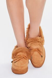 TAN Faux Suede Bow Loafers, image 4