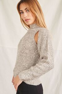 TAUPE Cutout Marled Knit Sweater, image 2