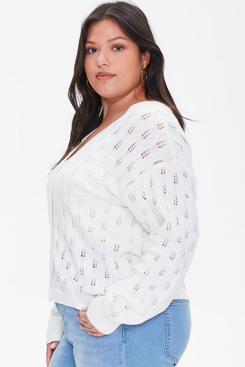Plus Size Open-Knit Cardigan Sweater, image 2