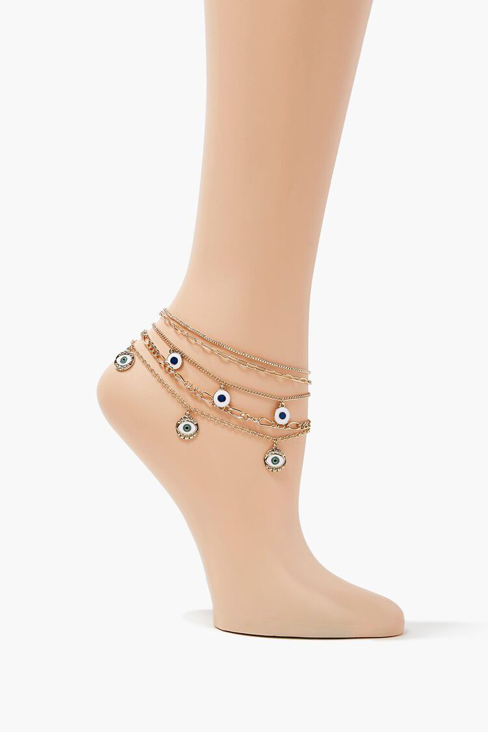 GOLD Evil Eye Layered Chain Anklet, image 1