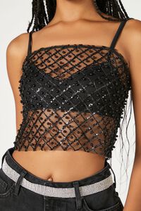 Sheer Mesh Bead & Sequin Cropped Cami, image 6