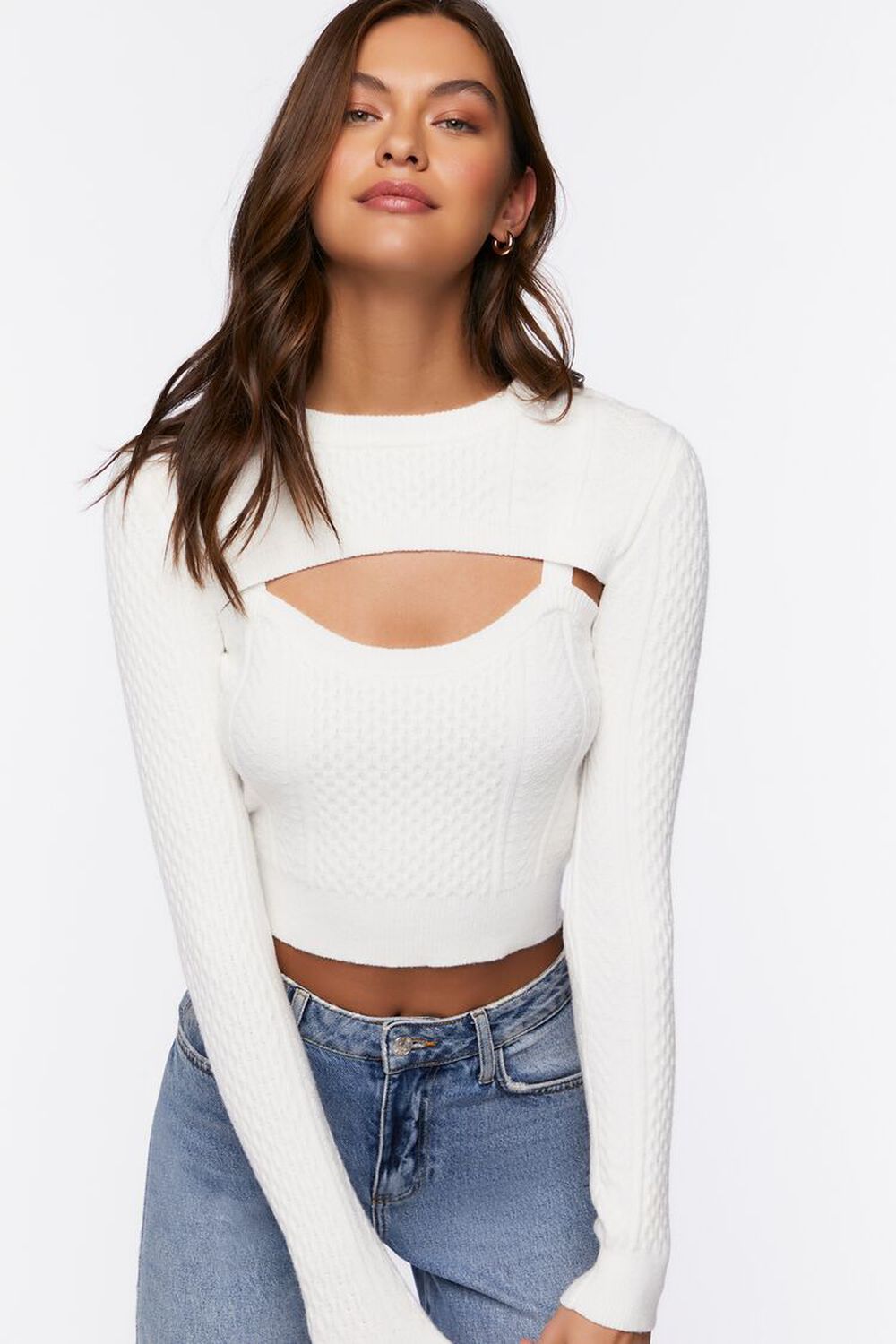 Cable-Knit Combo Top