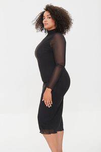 BLACK Plus Size Mesh Bodycon Dress, image 2