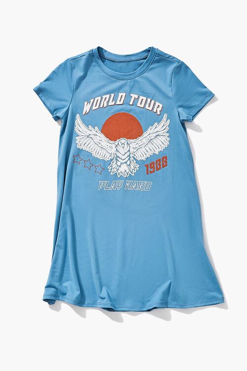BLUE/MULTI Girls World Tour T-Shirt Dress (Kids), image 1