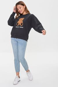 BLACK/BROWN Embroidered Teddy Bear Pullover, image 4