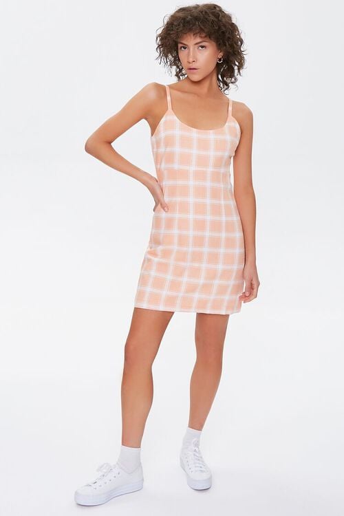 ORANGE/CREAM Plaid Cami Mini Dress, image 4