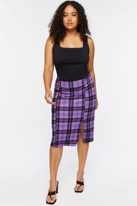 Plus Size Plaid Bodycon Midi Skirt, image 5