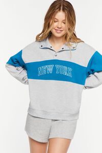 HEATHER GREY/BLUE New York Heathered Graphic Pullover, image 1