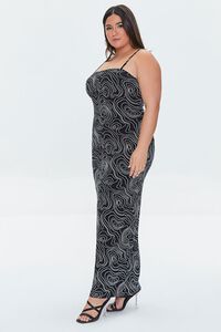 BLACK/WHITE Plus Size Abstract Spiral Print Maxi Dress, image 2