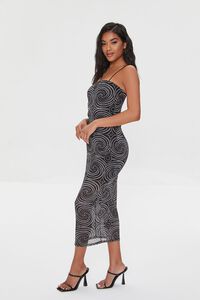 BLACK/MULTI Spiral Print Mesh Midi Dress, image 3