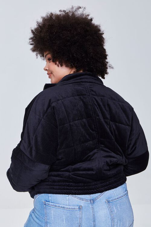 BLACK Plus Size Quilted Corduroy Jacket, image 3