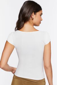 WHITE Fitted Cap-Sleeve Top, image 3