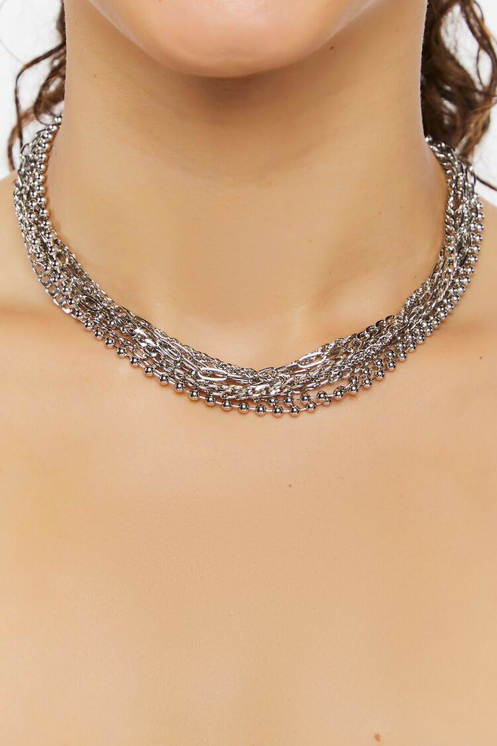 SILVER Multi-Chain Layered Necklace, image 1