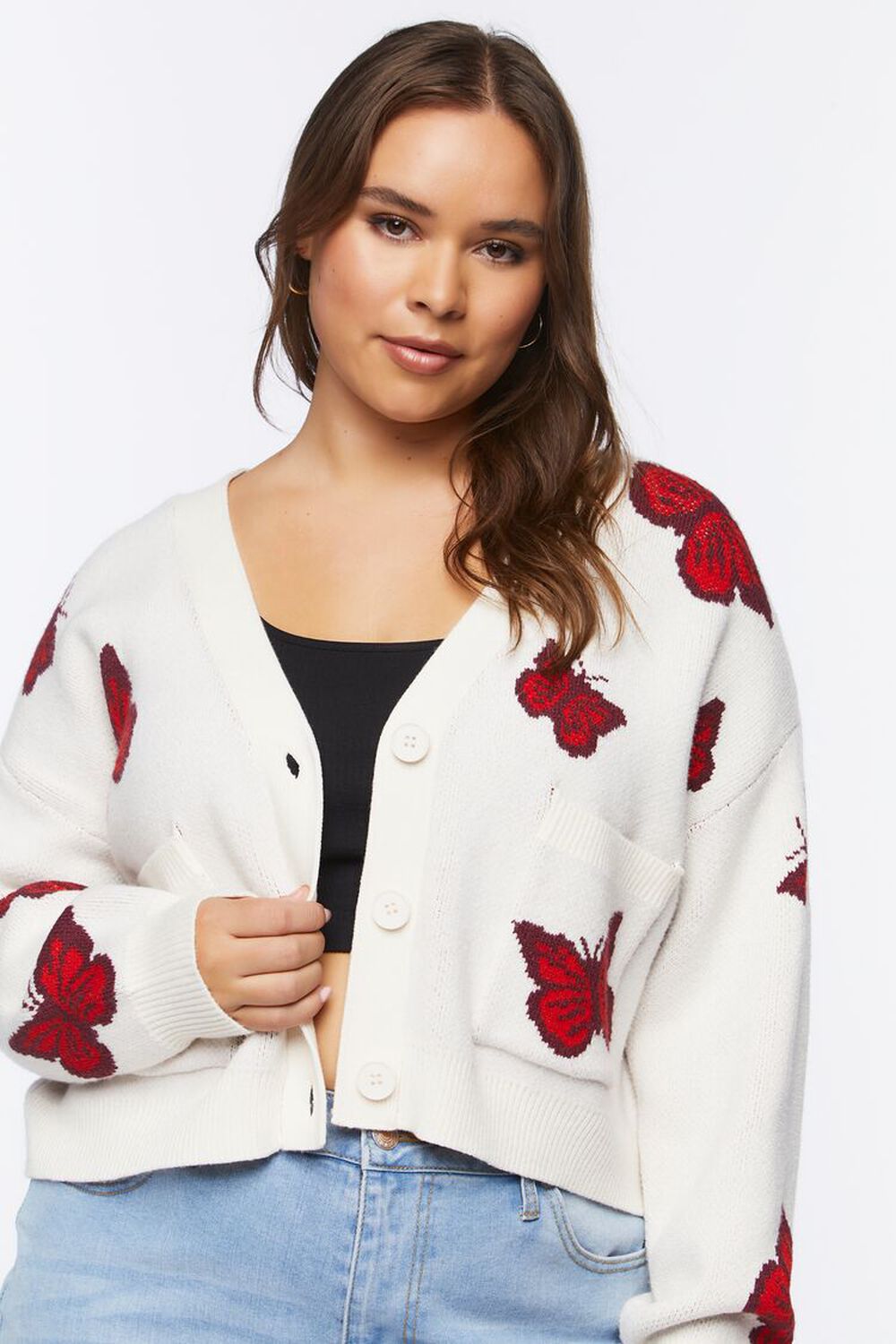 Plus Size Butterfly Cardigan Sweater
