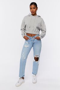 HEATHER GREY French Terry Cropped Hoodie, image 4