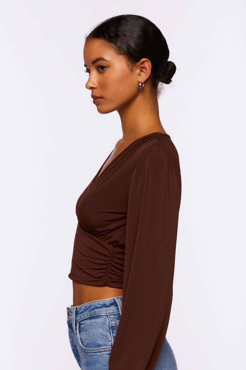 CHOCOLATE Plunging Shirred Crop Top, image 2