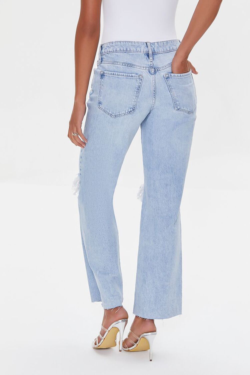 Recycled Cotton Distressed High-Rise Straight Jeans