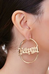 GOLD Babygirl Text Hoop Earrings, image 1