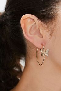 GOLD Upcycled Butterfly Hoop Earrings, image 1