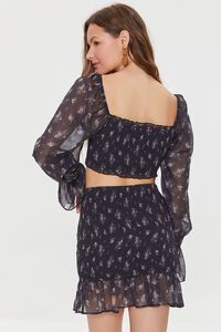 BLACK/MULTI Floral Print Crop Top & Mini Skirt Set, image 3