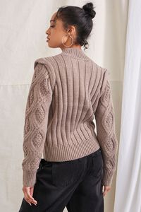 TAUPE Mock Neck Cable Knit Sweater, image 3