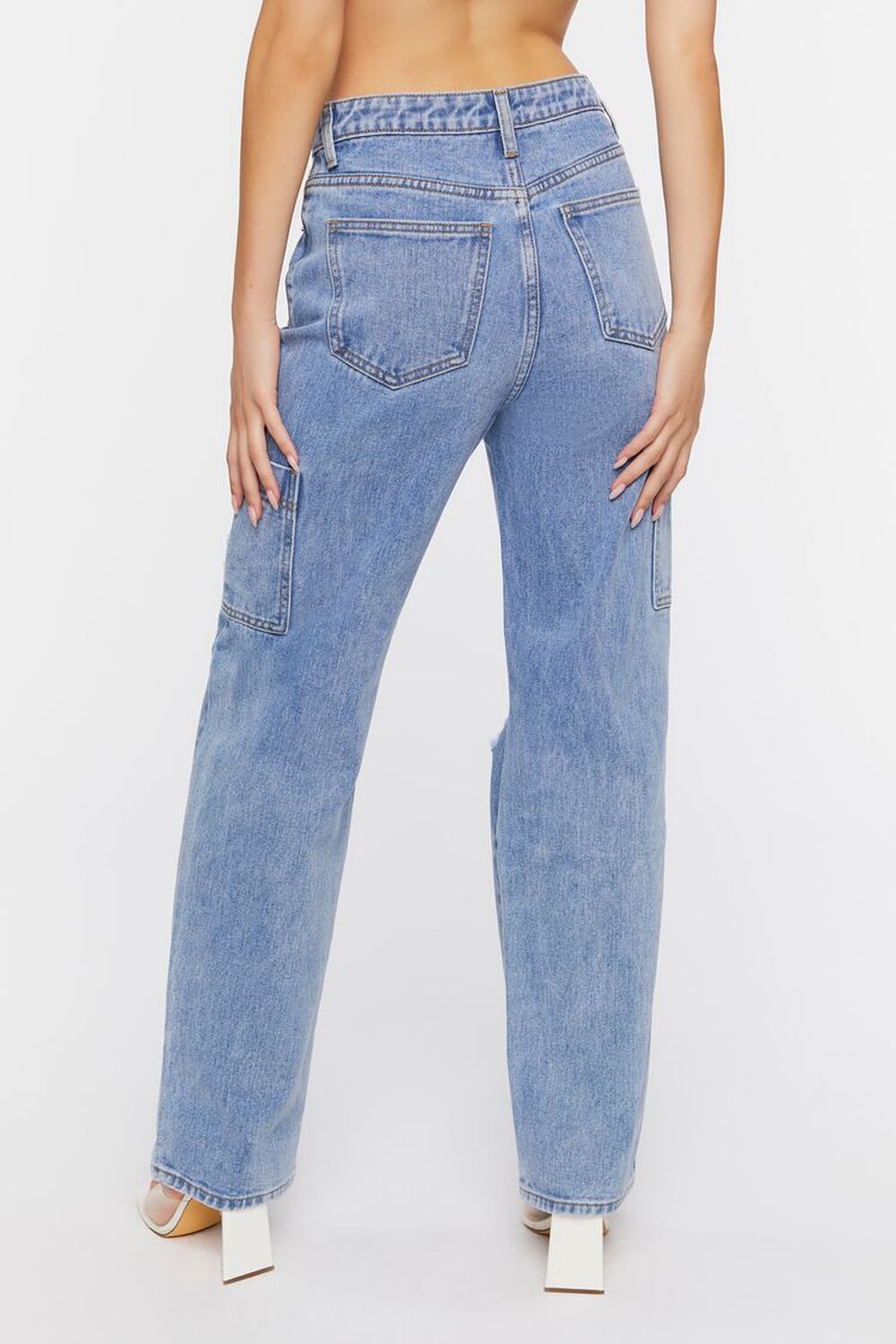Distressed Straight-Leg Pocket Jeans