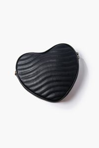 BLACK Quilted Heart-Shaped Crossbody Bag, image 3