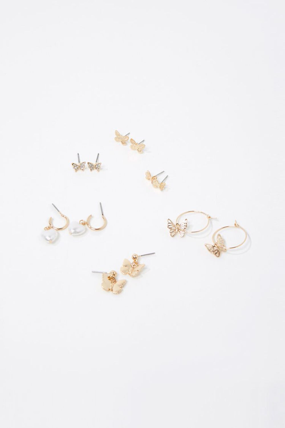 GOLD Butterfly Charm Hoop & Stud Earring Set, image 1