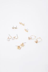 GOLD Butterfly Charm Hoop & Stud Earring Set, image 1