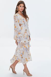 IVORY/MULTI Floral Print Cutout Maxi Dress, image 2