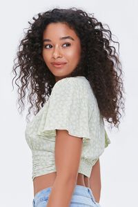LIGHT GREEN/WHITE Floral Print Crop Top, image 2