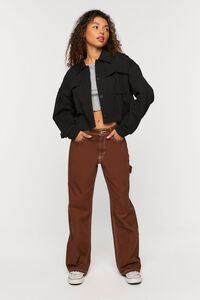 BLACK French Terry Cropped Jacket, image 4