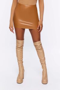 CAPPUCCINO Faux Leather Mini Skirt, image 2