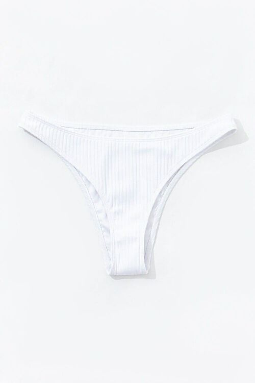 WHITE Cheeky Ribbed Bikini Bottoms, image 1