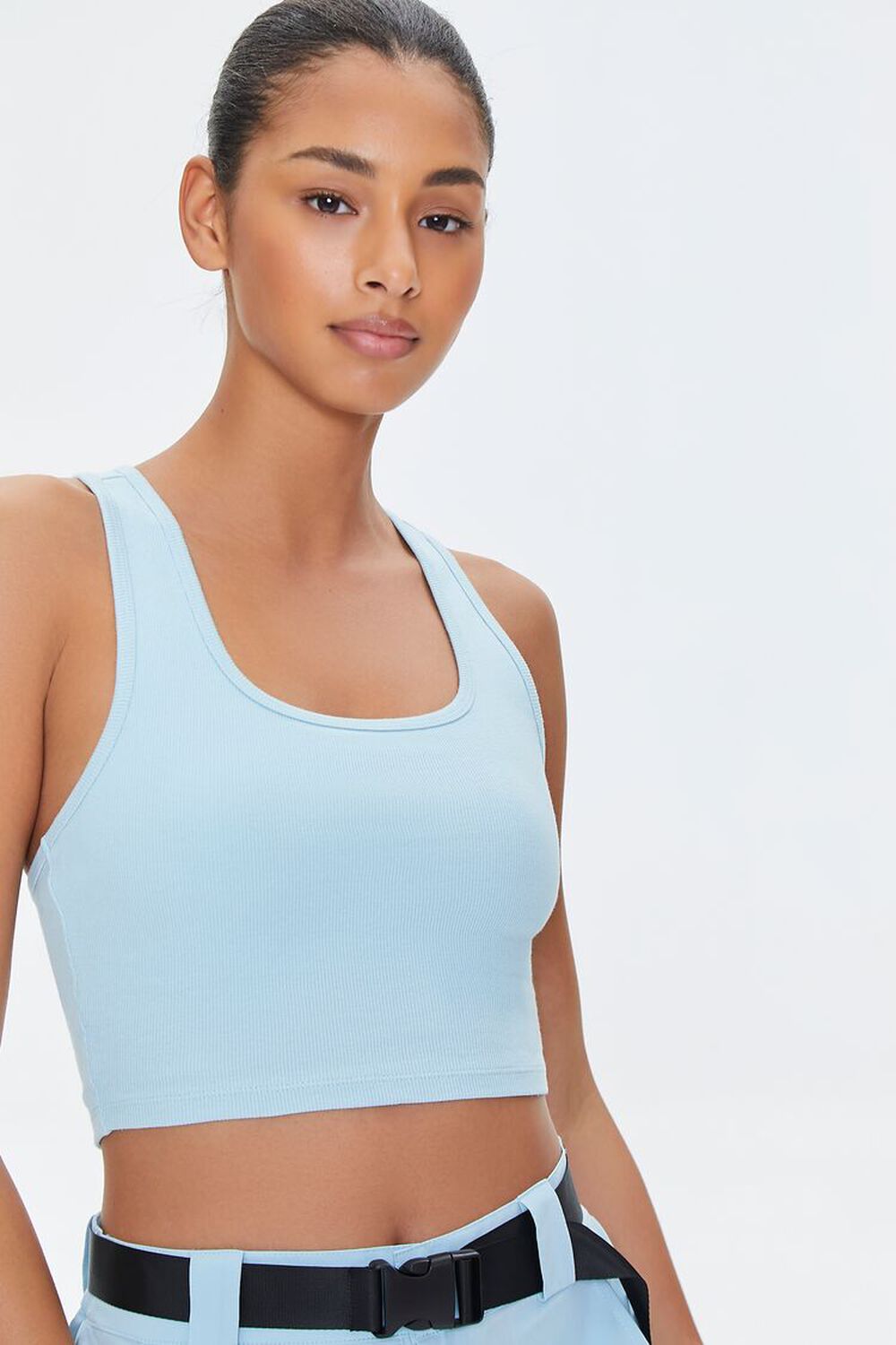 LIGHT BLUE Active Cropped Tank Top, image 1