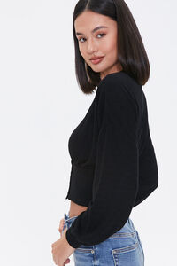 Textured Button-Front Crop Top, image 2
