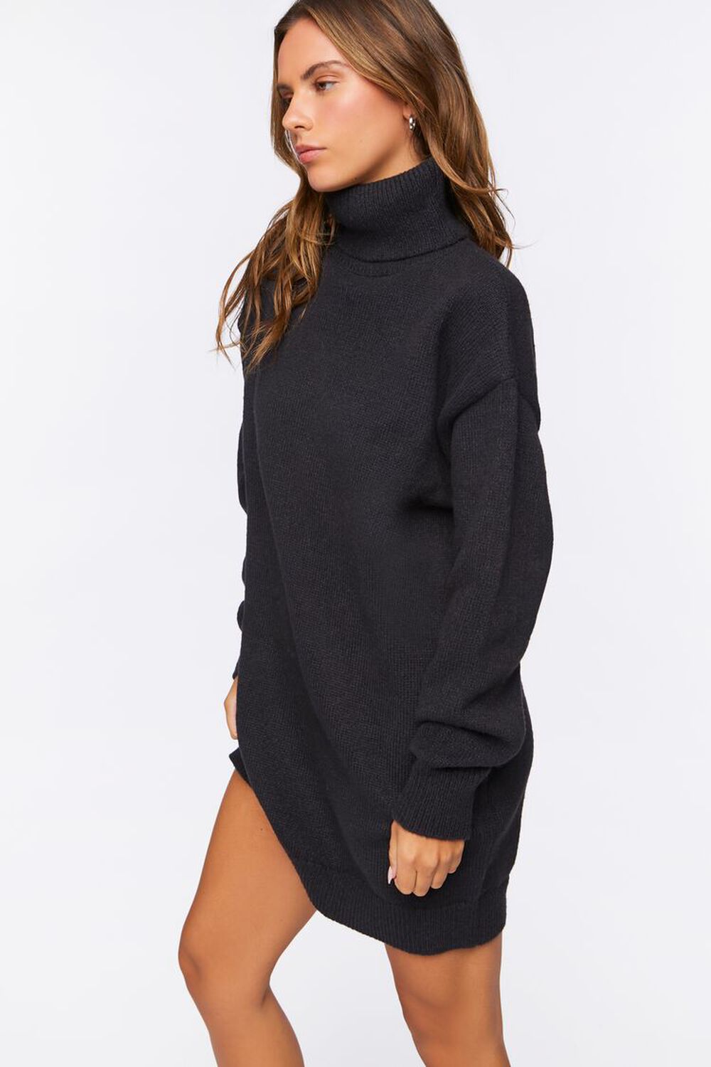 BLACK Turtleneck Mini Sweater Dress, image 2
