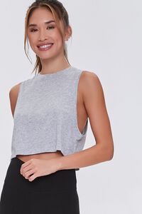 HEATHER GREY Cropped Muscle Tee, image 1