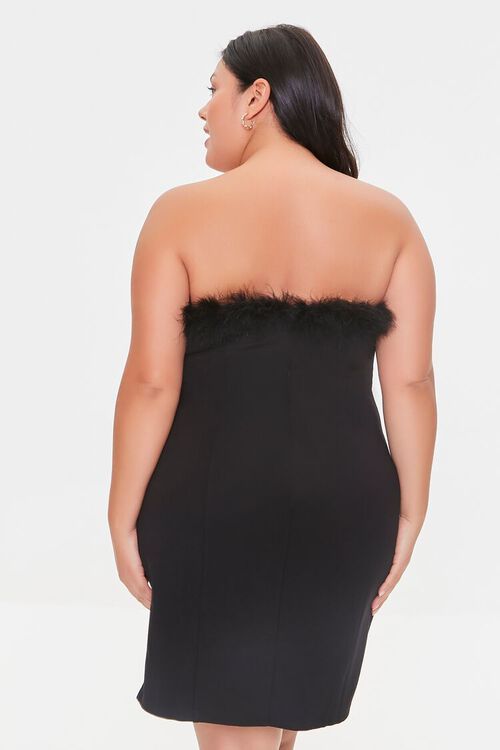BLACK Plus Size Feather-Trim Dress, image 3