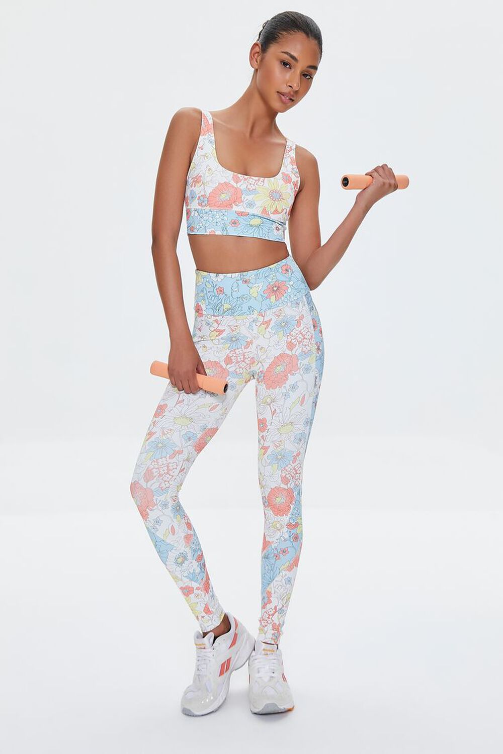 Women's Printed Activewear Sports Bra - Floral Notes, S 