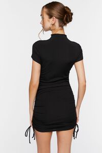 BLACK Ruched Mock Neck Mini Dress, image 3
